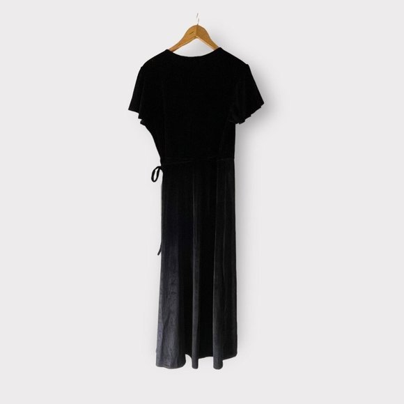 BHLDN Thrive Velvet Wrap Dress Size XL NWT MIDI Velour Flutter‎ Sleeve - Picture 8 of 13
